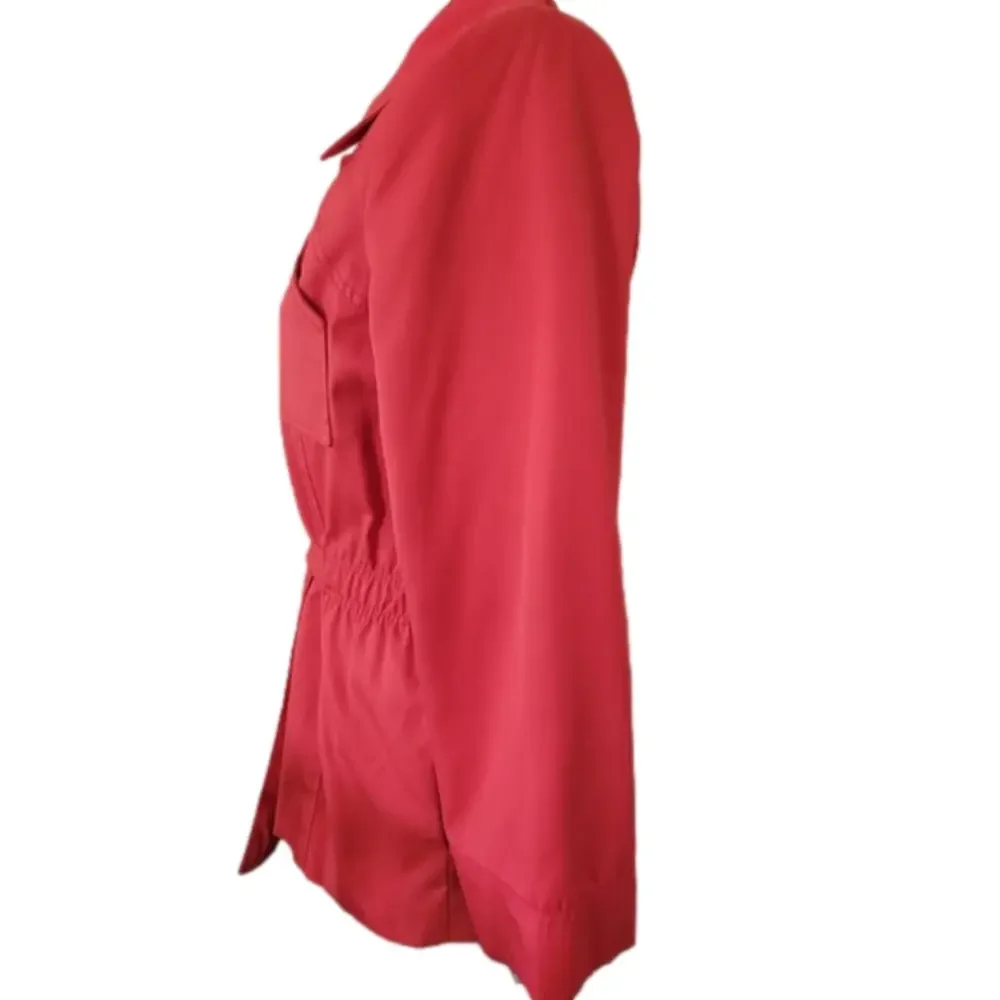 Vintage Robert Arnold Red Belted Button Down Short Trench Coat-Size 11/12